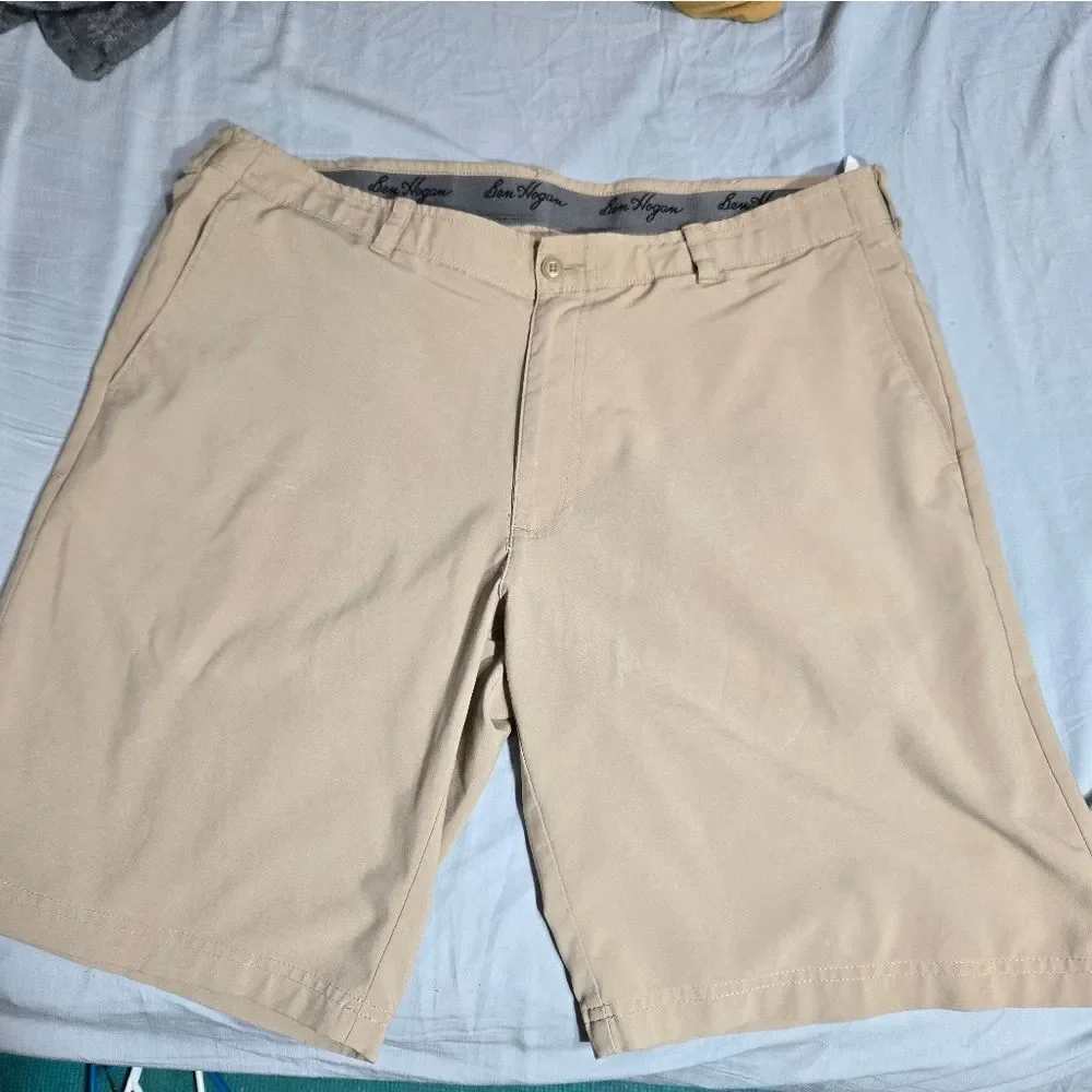 Ben Hogan Golf Performance 50 UPF sun protection tan shorts sz 38 10